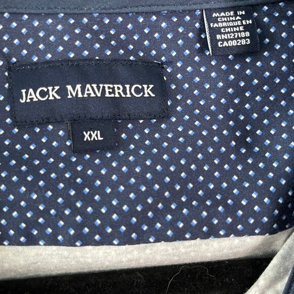 John Maverick Performance Shirt Mens Size 2XL Navy‎ Blue Diamond Print Button Up - Picture 5 of 9
